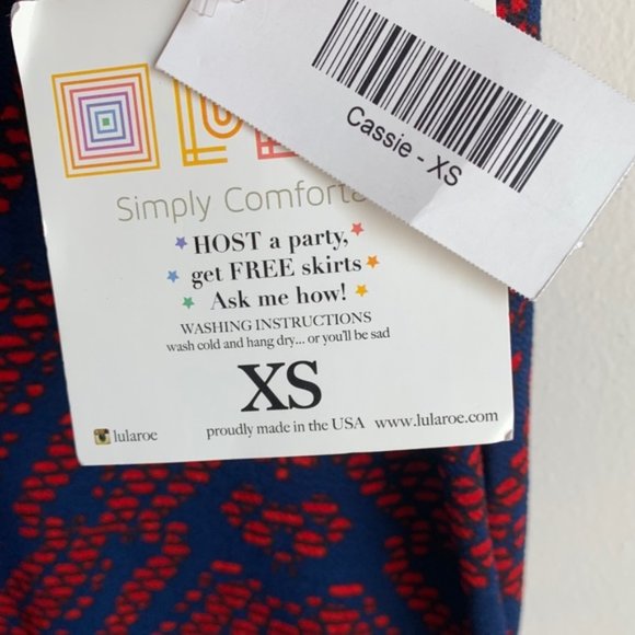 NWT LuLaRoe Blue & Red Geometric Cassie Skirt - Picture 4 of 5